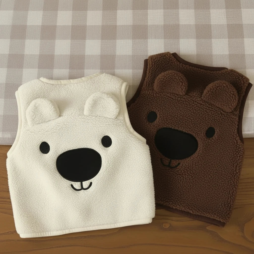 Baby Bear Fleece Vest – Caldo e morbido – Gilet da bambino con orsacchiotto