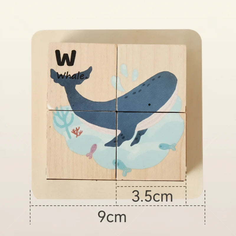 WoodMind – Creativo e didattico – Puzzle in legno 6 in 1 con animali Montessori