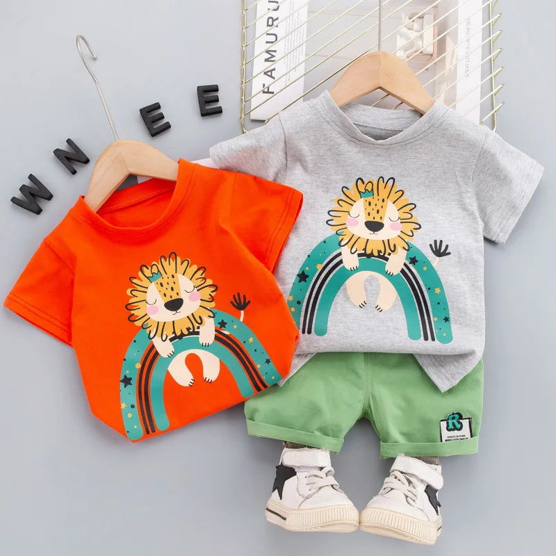 Mini Fashion™ - Abbigliamento stampa leone - Set estivo da bambino