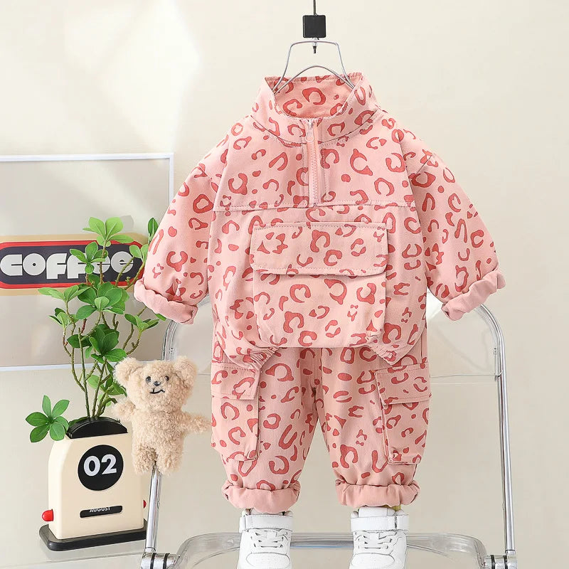 Mini Fashion™ - Stampa leopardata alla moda - Tuta in due pezzi per bambini