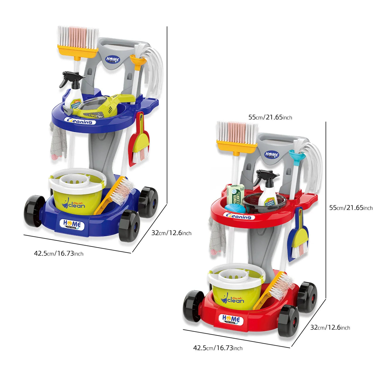 CleanPlay – Istruttivo e divertente – Carrello per la pulizia dei giocattoli