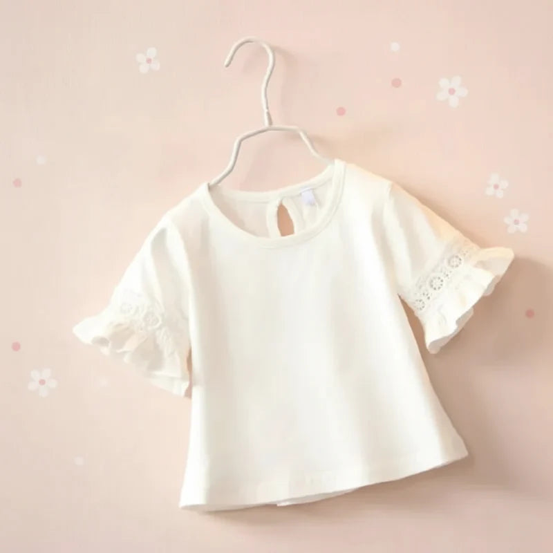 Girls Trumpet Sleeve Top – Eleganza e comfort – Manica in pizzo