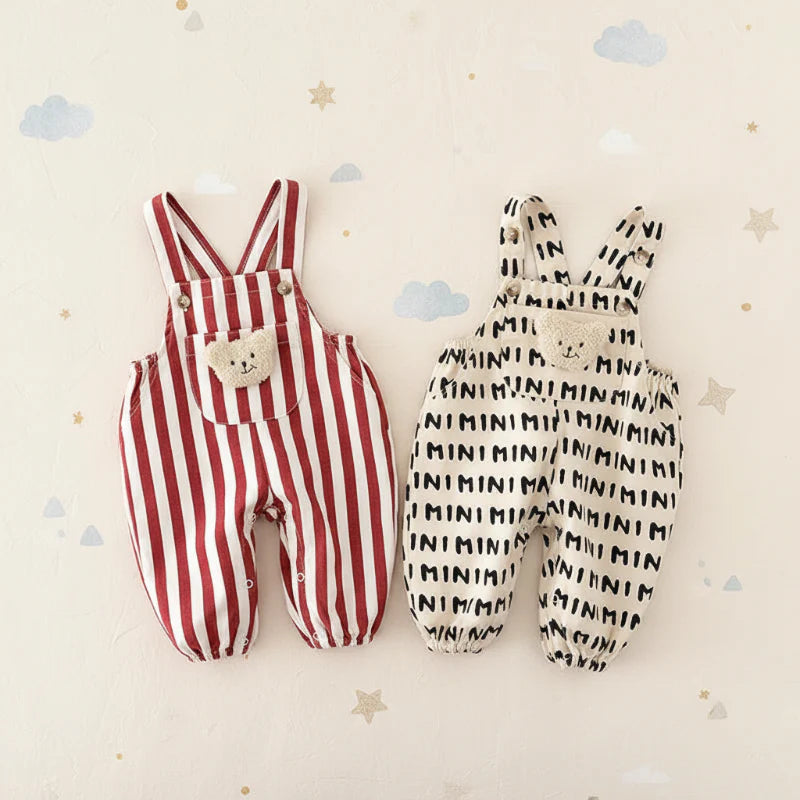 Striped Overall Romper – Morbido e confortevole – Tuta per bambini