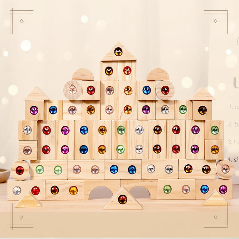 Rainbow Gem Stacking Blocks – Creativo e didattico – Set di blocchi da impilare in legno