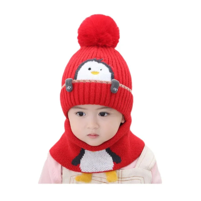 Mini Fashion™ - Design fantasia pinguino - Cuffia e sciarpa per bambini