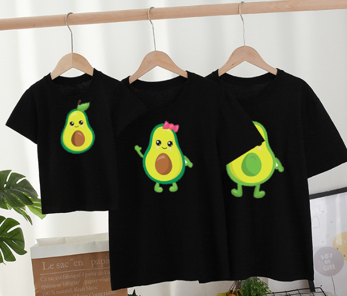 Mini Fashion™ - Abbinamento per tutta la famiglia - T-shirt avocado nera