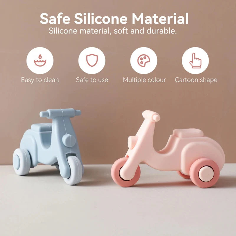 Montessori Silicone Toy Car – Sicuro e adatto alla masticazione – Giocattolo da masticare in silicone a forma di veicolo