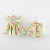 Thumbnail for Mini Fashion™ - Zomerbloem Chic - Zomer Jurkje Peony-print