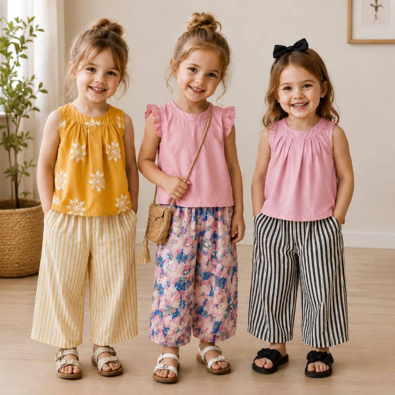 Sleeveless Tops & Pants – Delicato ed elegante – Set estivo per bambini