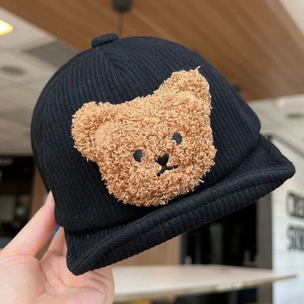 Mini Fashion - Robusto e carino - Cappellino da bambino in velluto a coste con orsetto