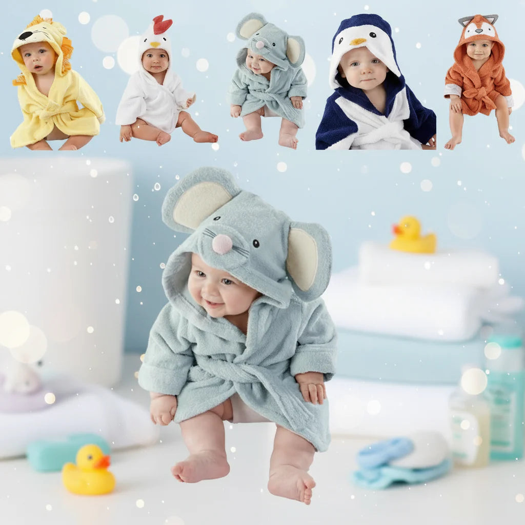 CozyNest – Morbido e assorbente – Accappatoio con disegno di animali