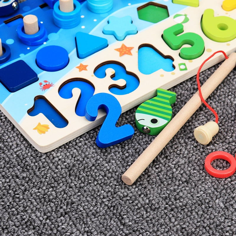 Woods™ - Sviluppo delle abilità - Pannello da gioco in legno Montessori