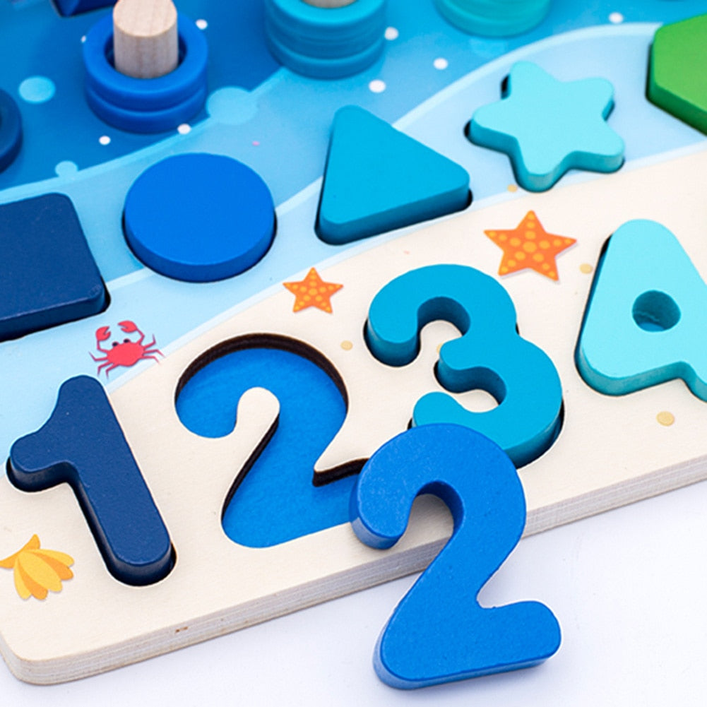 Woods™ - Sviluppo delle abilità - Pannello da gioco in legno Montessori