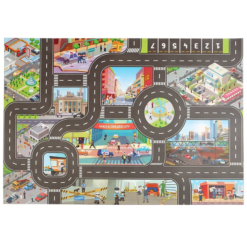 Magic City Playmat™ - Avventura in auto - Tappetino da gioco tema automobili