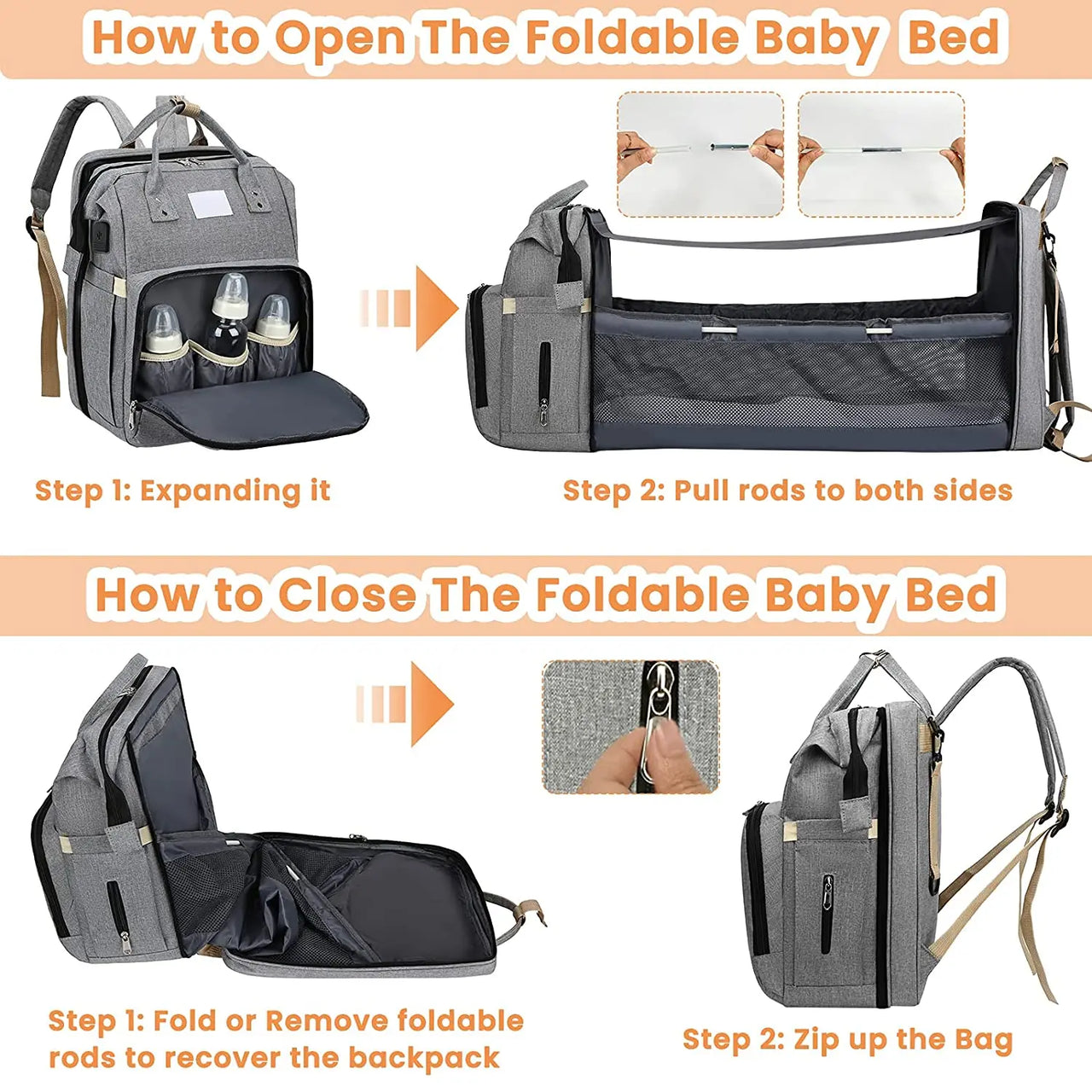 Baby Backpack™ - Zaino multiuso per genitori in giro - Zaino multitasche