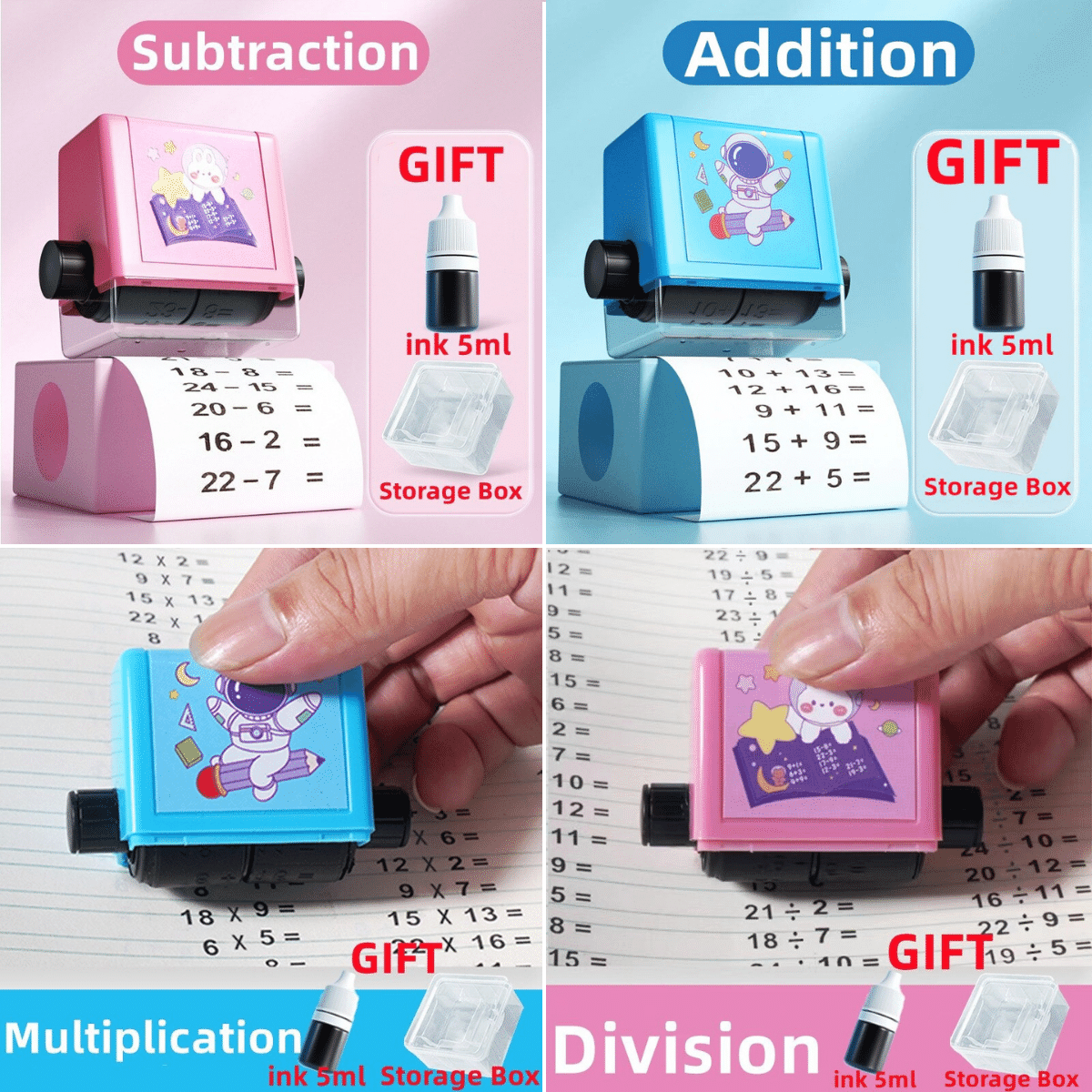 Rolling Math Stamp™ - Risolvi le operazioni matematiche - Timbro matematico