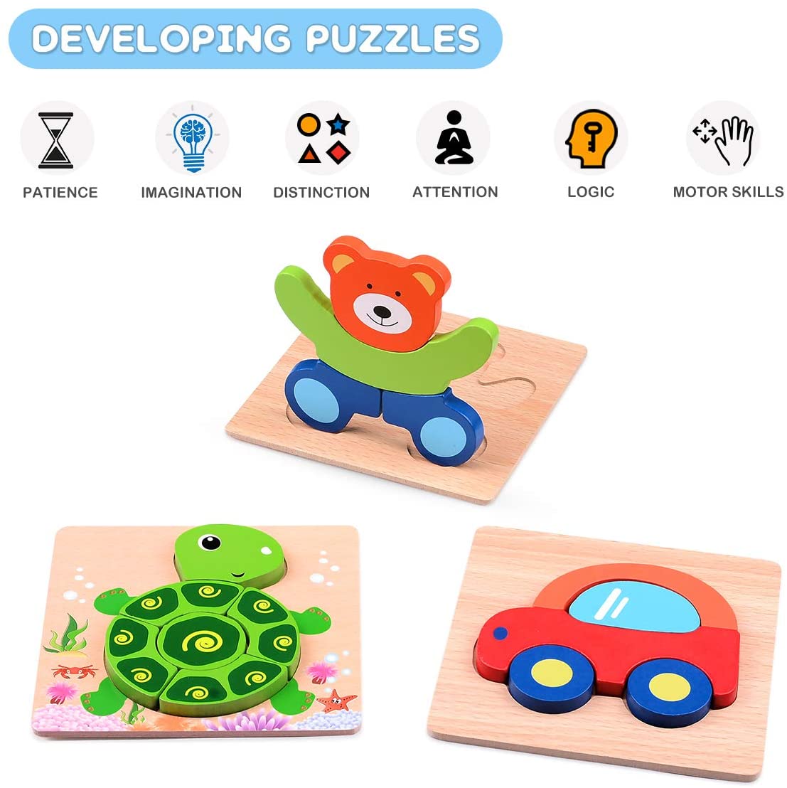 Woods™ - Abilità motorie fini - Puzzle di animali Montessori